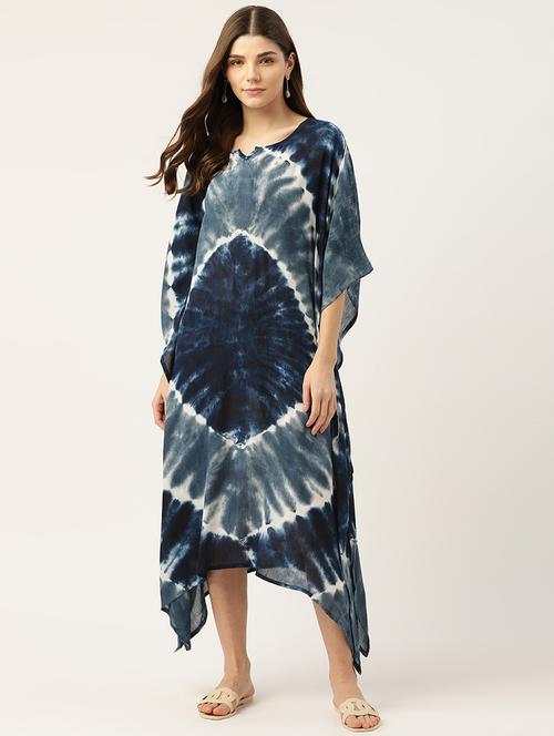notch neck tie & dye kaftan - 18205392 - Standard Image - 0