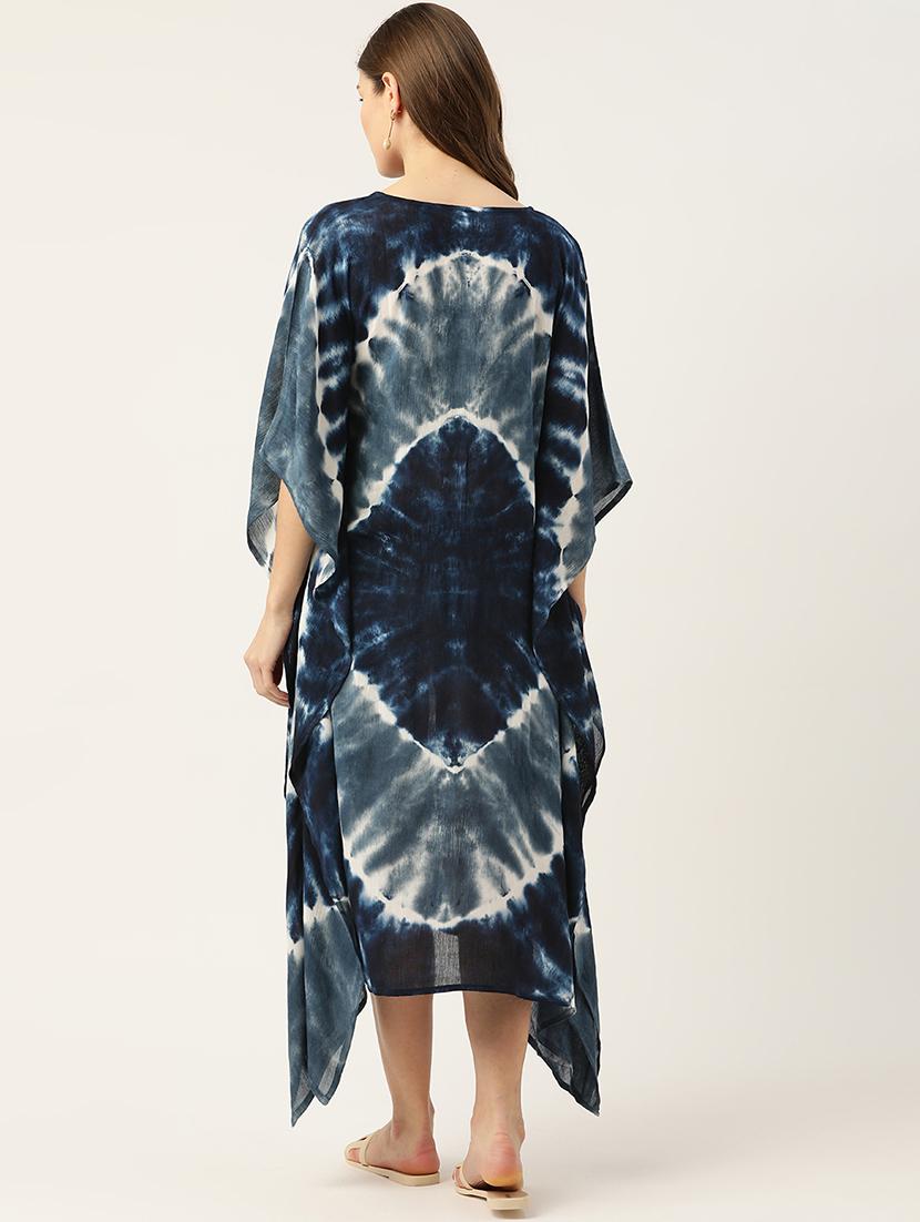 notch neck tie & dye kaftan - 18205392 - Standard Image - 2