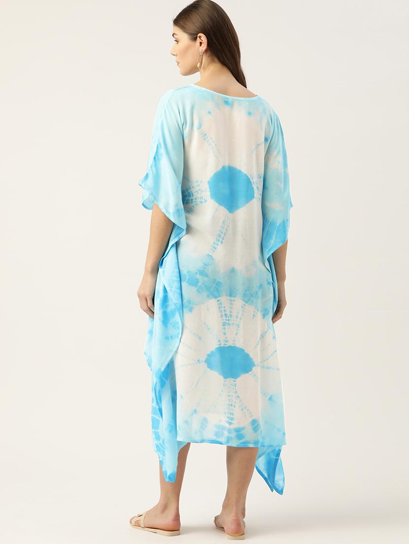 notch neck tie & dye maxi kaftan - 18205393 - Standard Image - 2