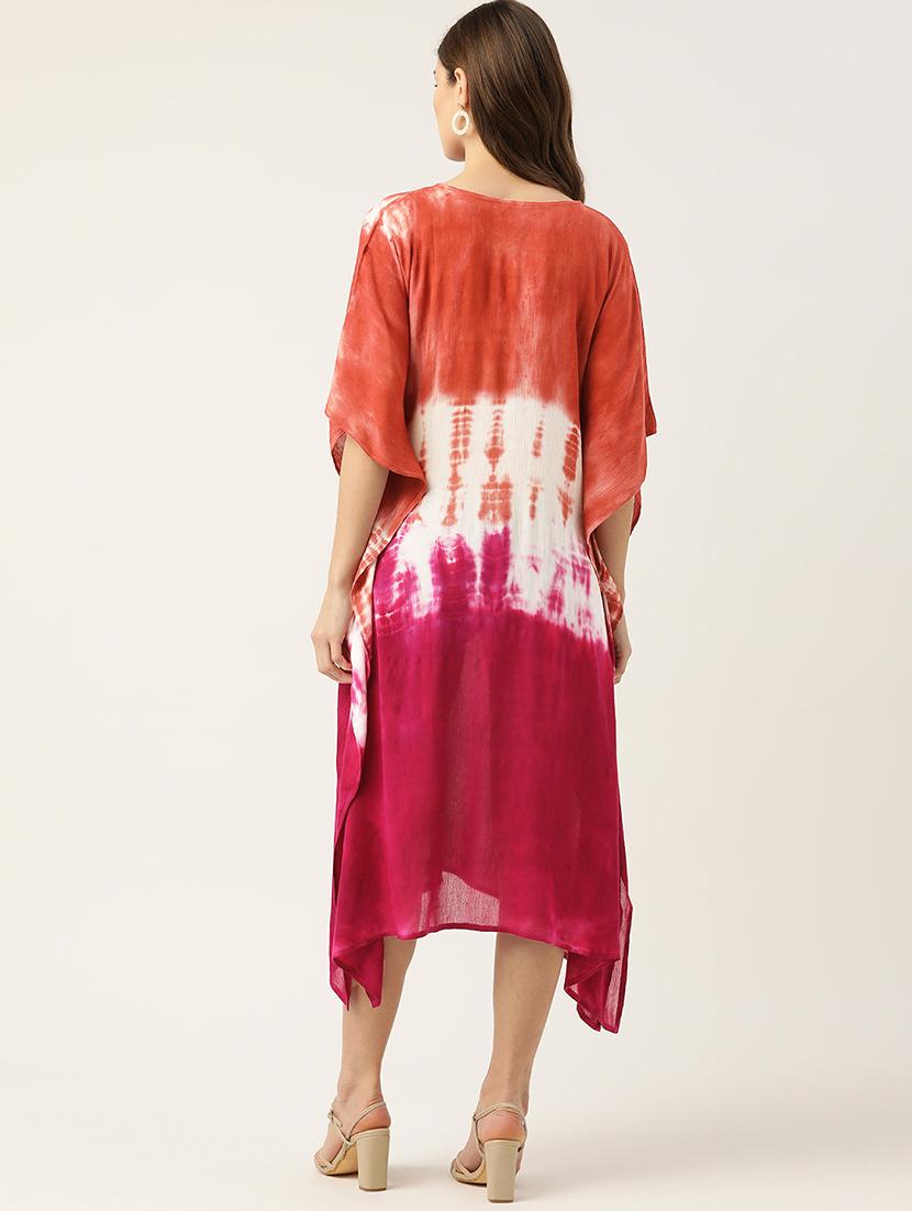 notch neck tie & dye maxi kaftan - 18205394 - Standard Image - 2