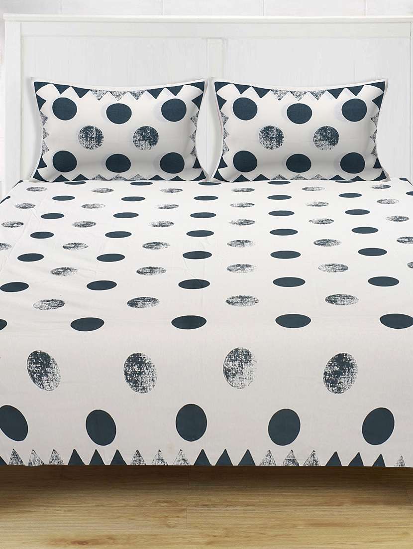 texstylers 100% cotton 108 inch x 108 inch jaipuri print super king size bedsheet with 2 pillow covers