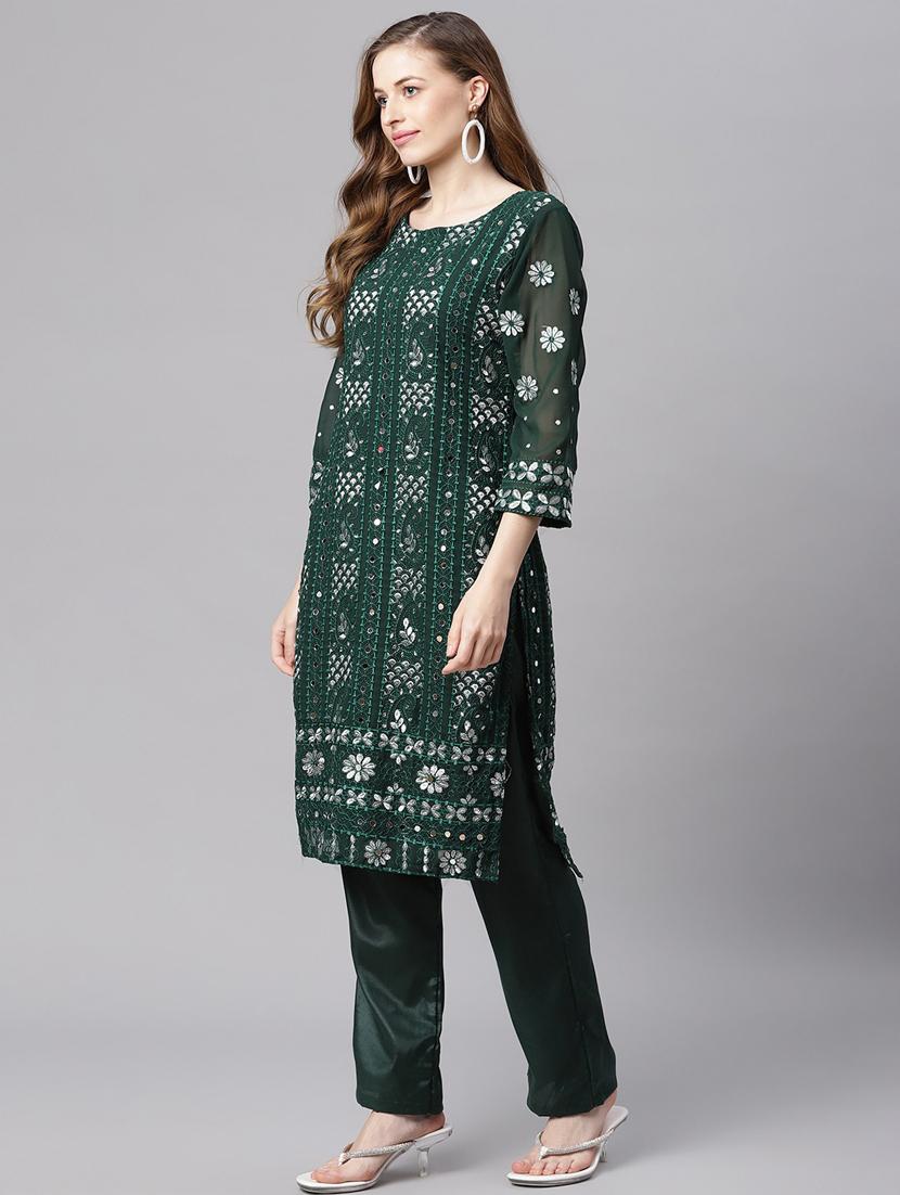 green georgette unstitched suit - 18207782 - Standard Image - 2