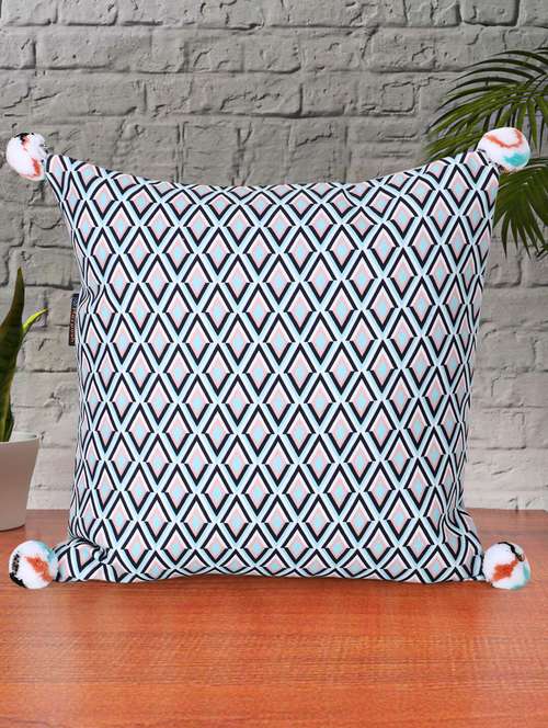 mezposh chintz grey & multi color polycotton diamond square cushion cover (lxw : 16x16 inch) - 18207915 -  Standard Image - 0
