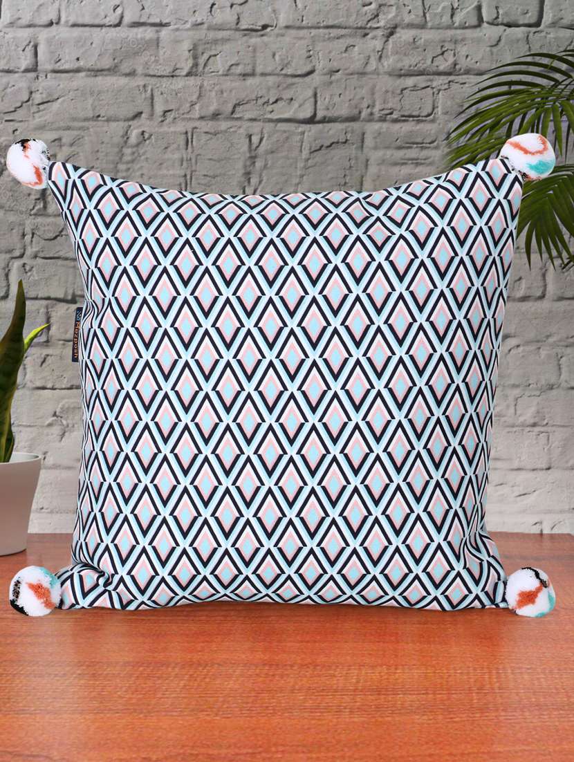mezposh chintz grey & multi color polycotton diamond square cushion cover (lxw : 16x16 inch) - 18207915 -  Zoom Image - 0