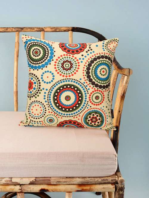 mezposh nomad light yellow & multi color canvas mandala square cushion cover (lxw : 20x20 inch) - 18207922 -  Standard Image - 0
