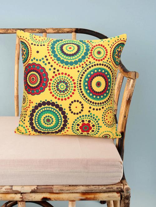mezposh nomad light yellow & multi color canvas mandala square cushion cover (lxw : 20x20 inch) - 18207926 - Standard Image - 0