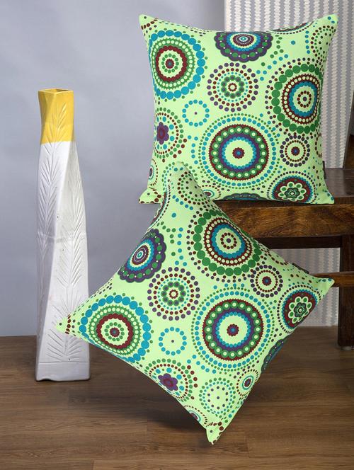 mezposh nomad light yellow & multi color cotton canvas mandala printed floor cushion covers (20x20 inch) set of 2 - 18207947 - Standard Image - 0