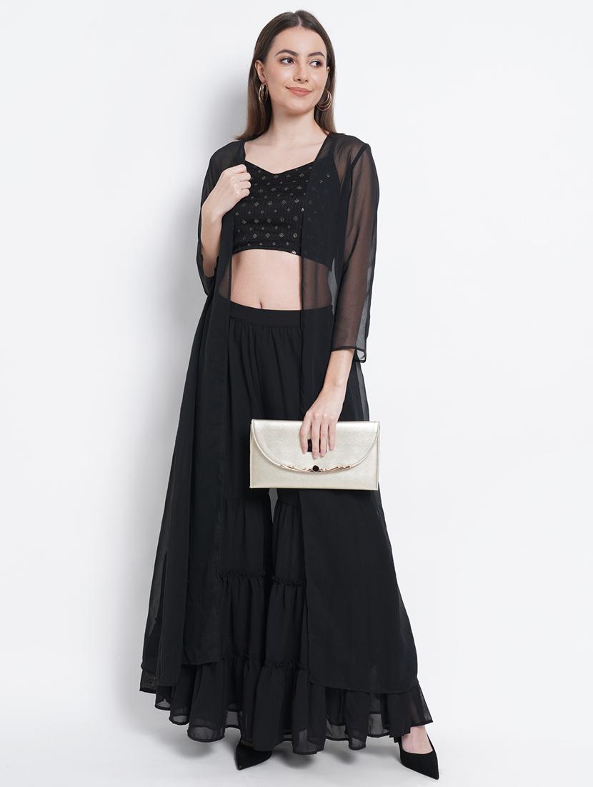 black kurta sharara fusion set - 18207959 -  Zoom Image - 0