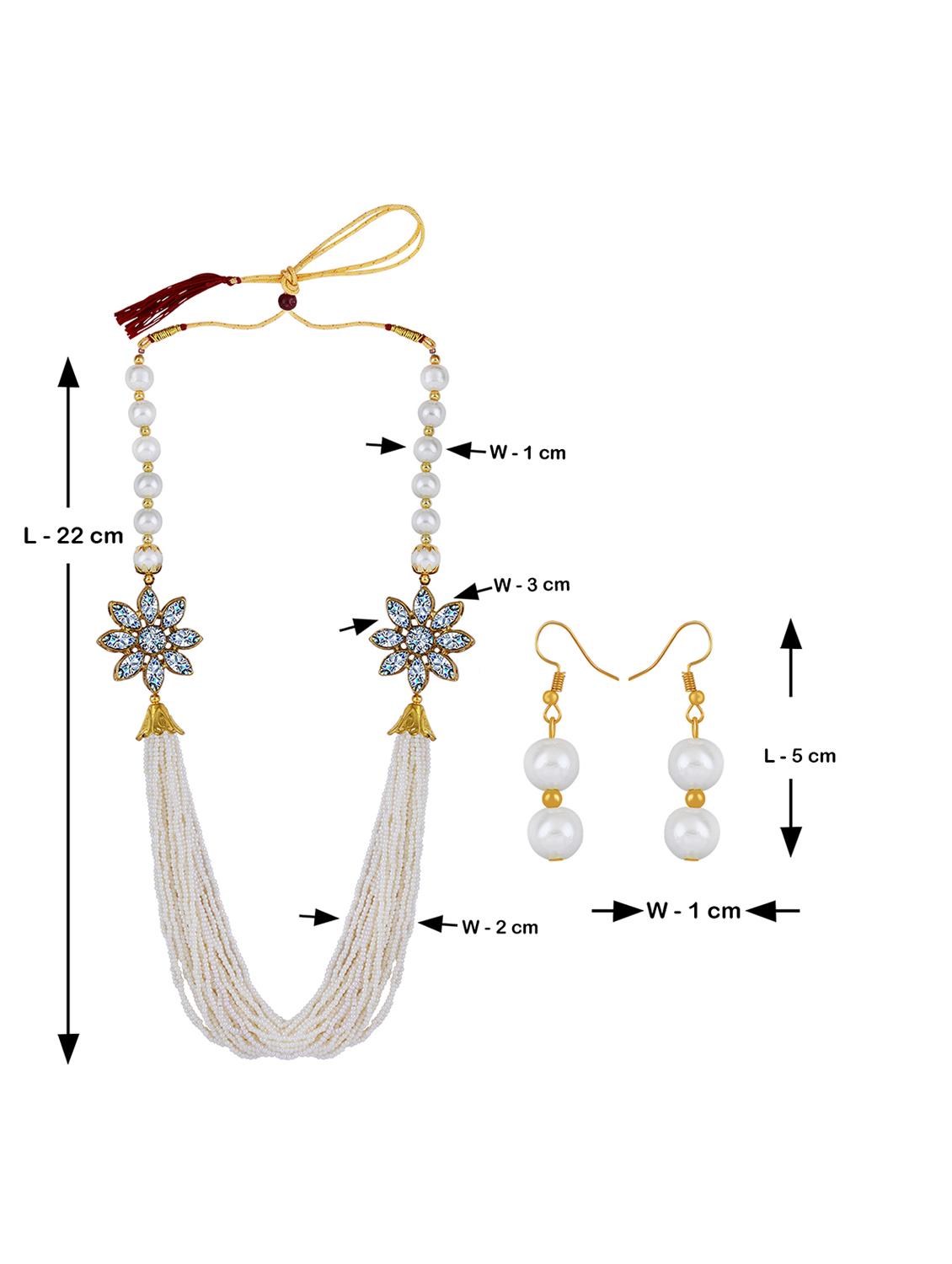 silver shine multi layer pearl stylish mala necklace set - 18209562 - Standard Image - 2