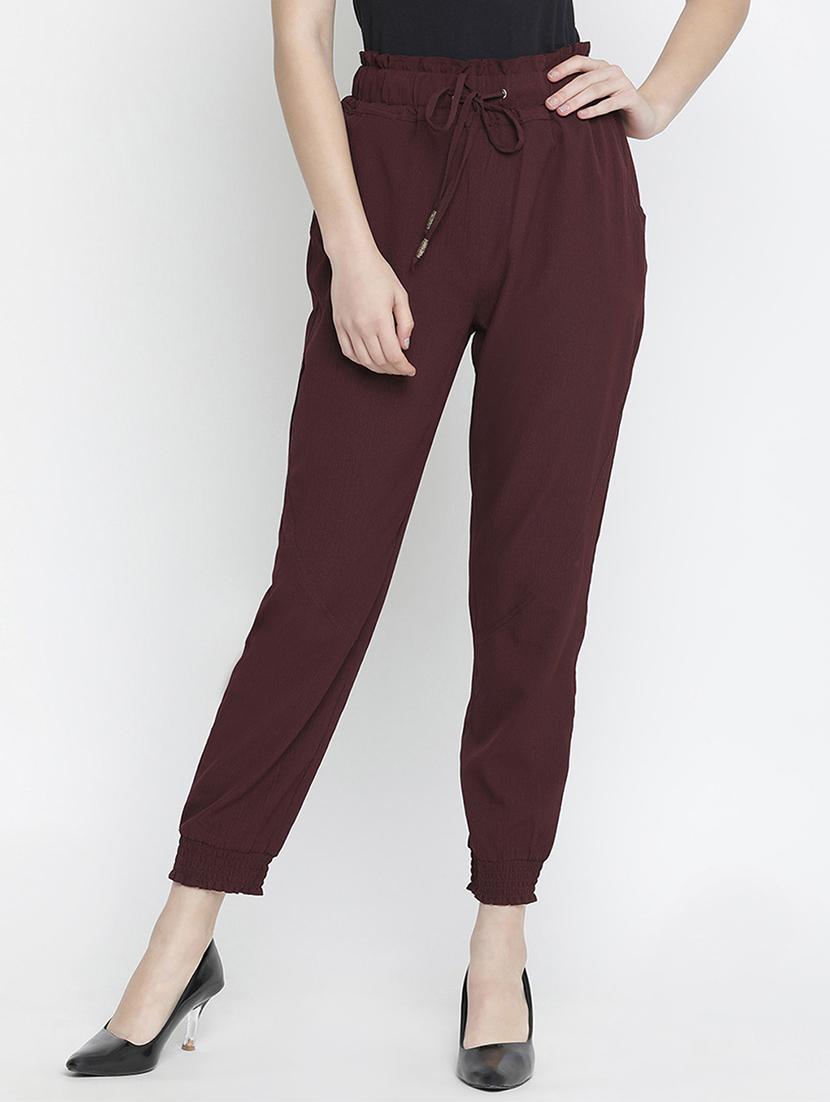 women solid maroon joggers - 18210667 - Zoom Image - 0