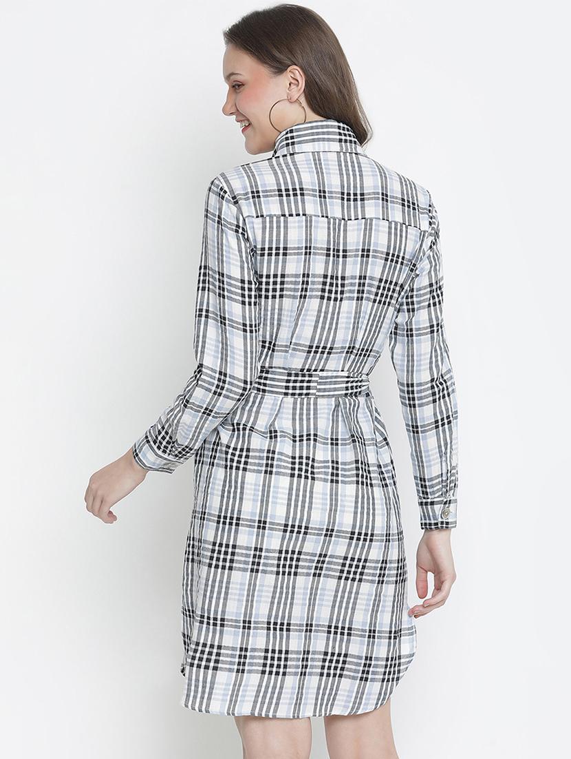 tie front checkered shirt dress - 18210675 - Standard Image - 2