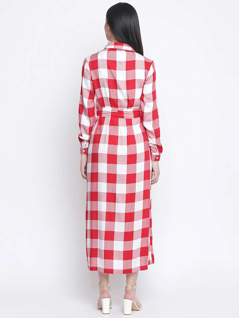 women long sleeves checkered maternity wear dress - 18210691 -  Standard Image - 2