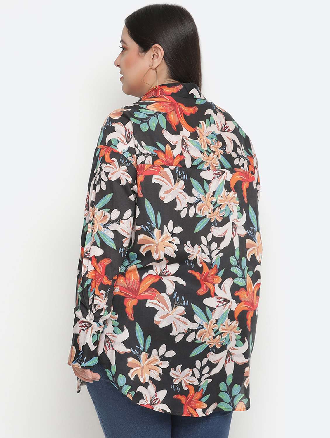 long sleeved printed plus shirt - 18210714 - Standard Image - 2