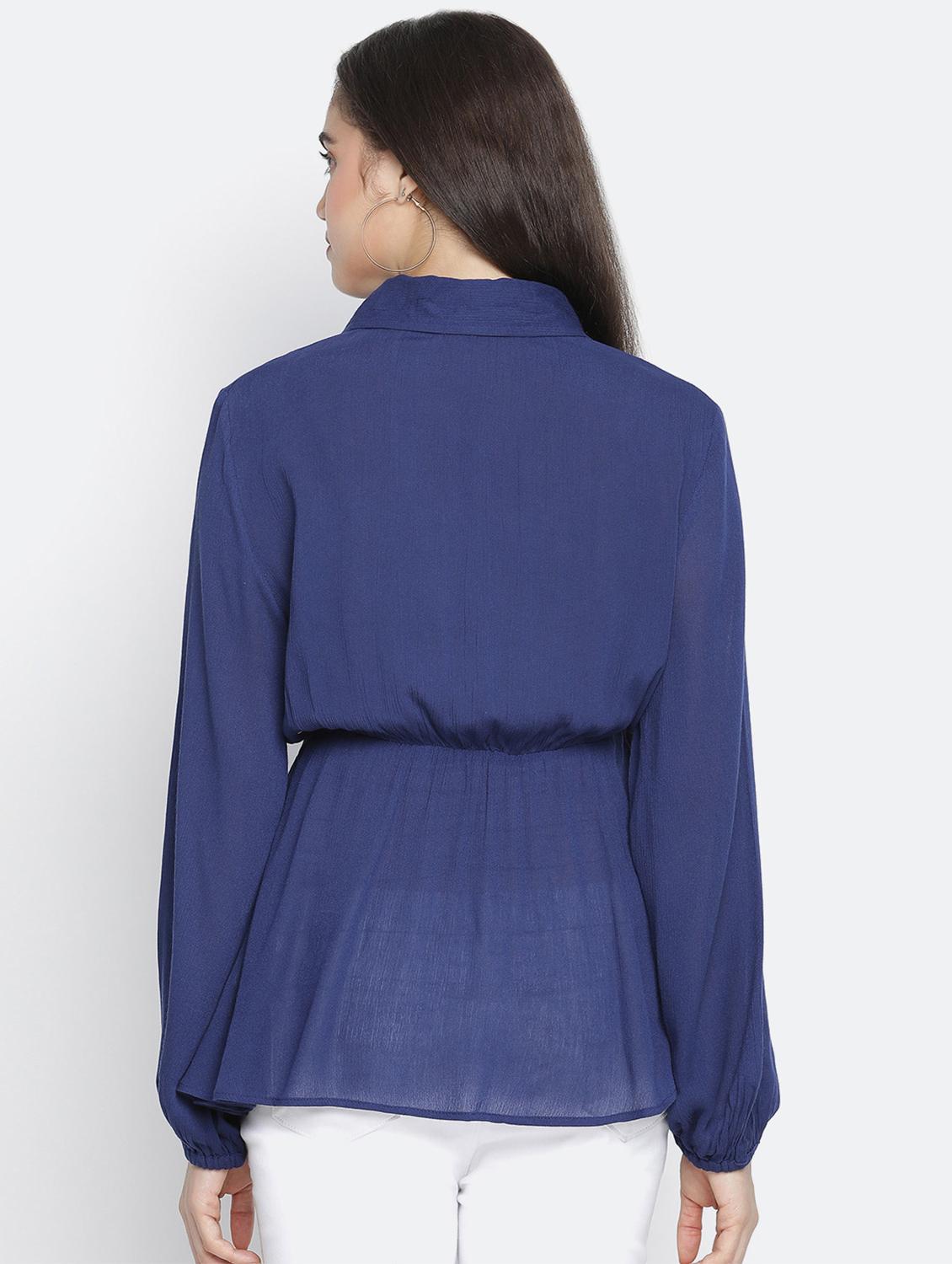 women's peplum collared top - 18210724 - Standard Image - 2