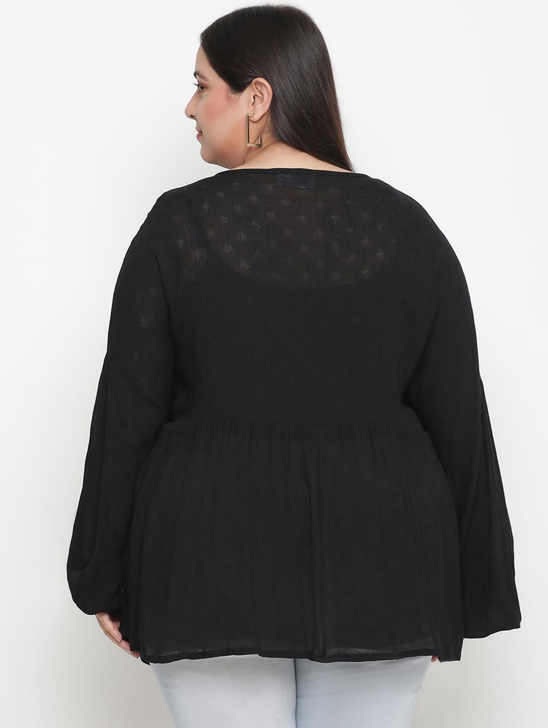 women's a line tie-up neck top - 18210738 - Standard Image - 2