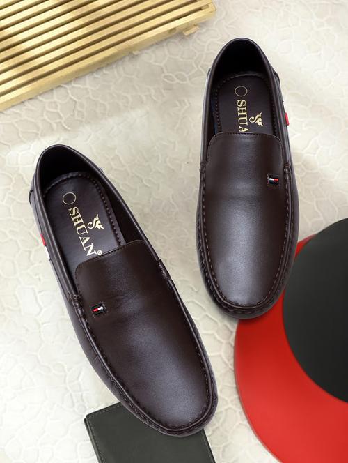 brown synthetic slip on loafers - 18211179 -  Standard Image - 0