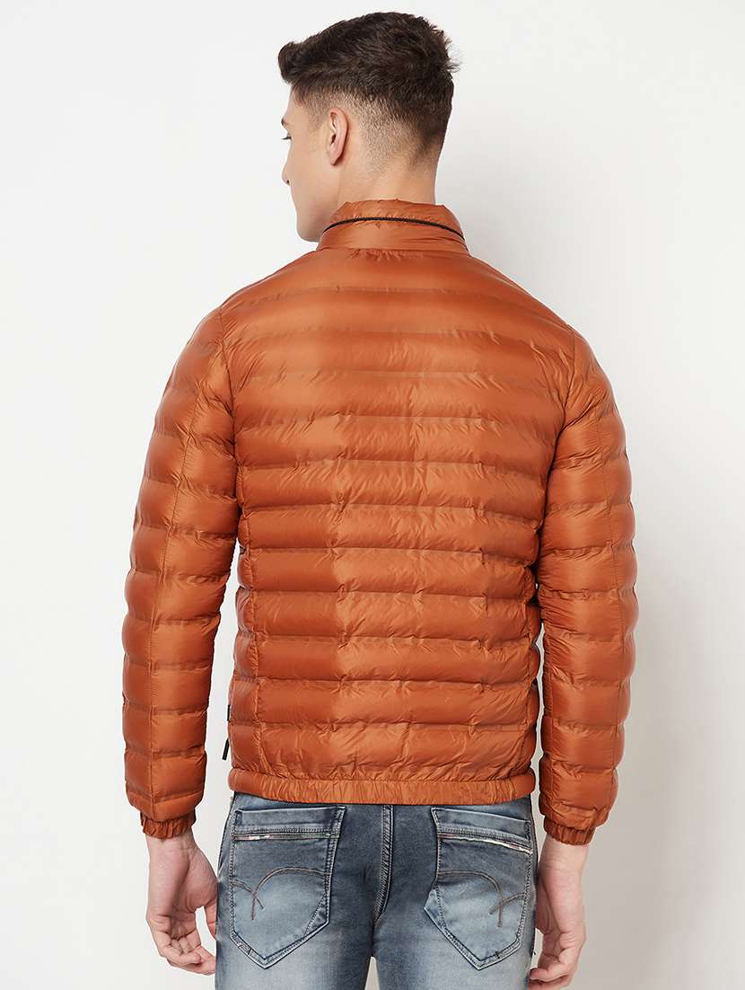 orange solid quilted jacket - 18211502 - Standard Image - 2