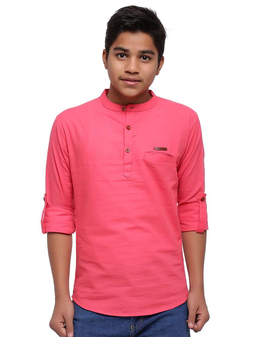 pink solid kurta 
