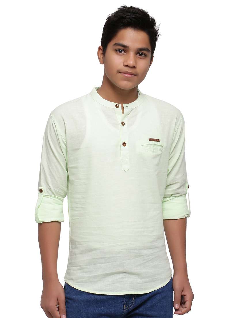 green solid kurta 