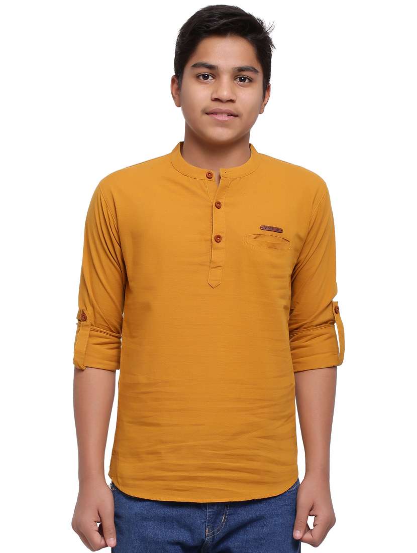 mustard solid kurta 