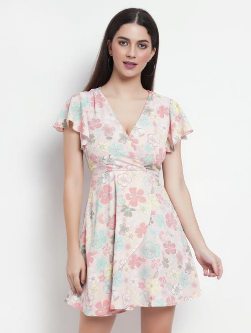 pink printed a-line dress - 18212093 - Standard Image - 0