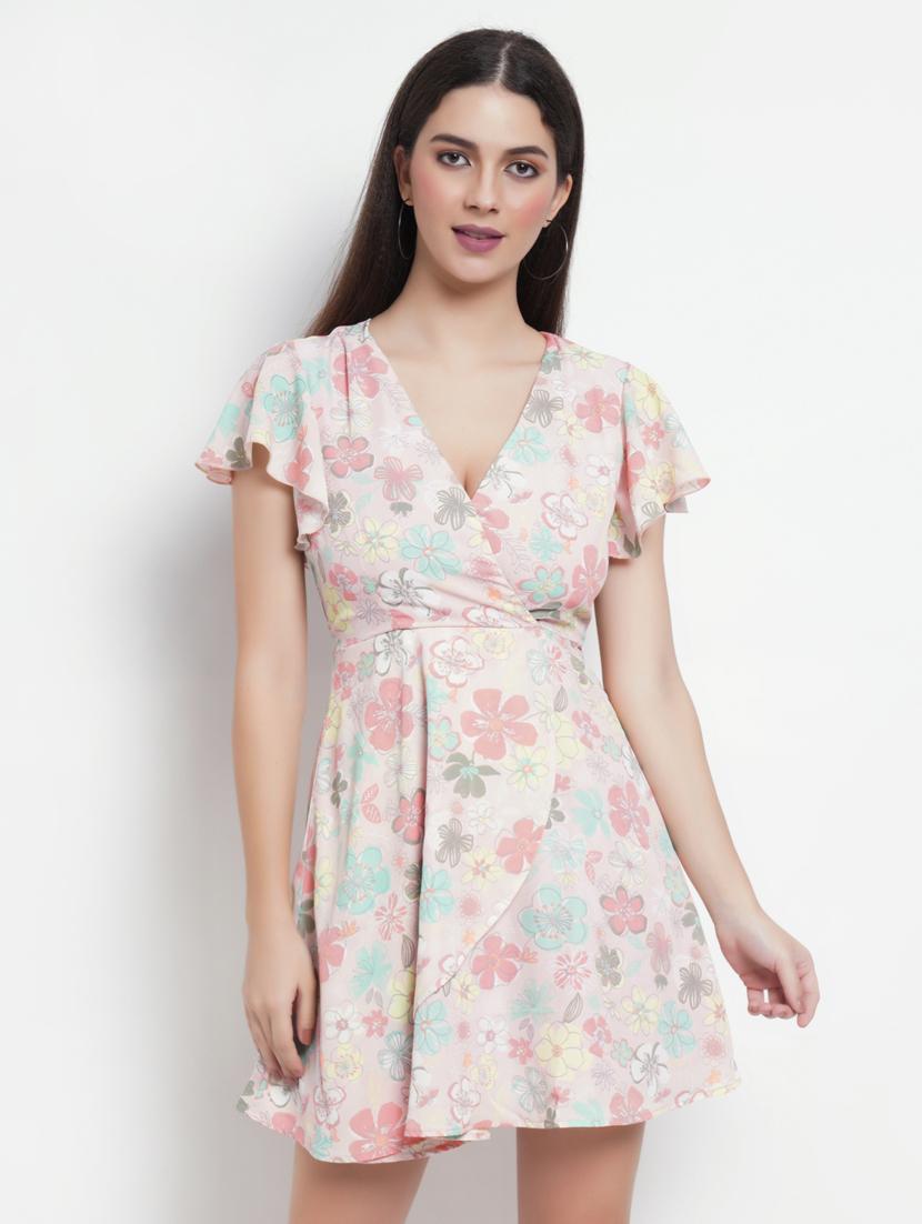 pink printed a-line dress - 18212093 - Zoom Image - 0