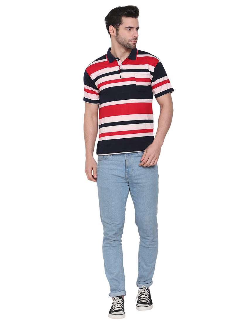 navy-blue striped polo t-shirt - 18212191 -  Standard Image - 2