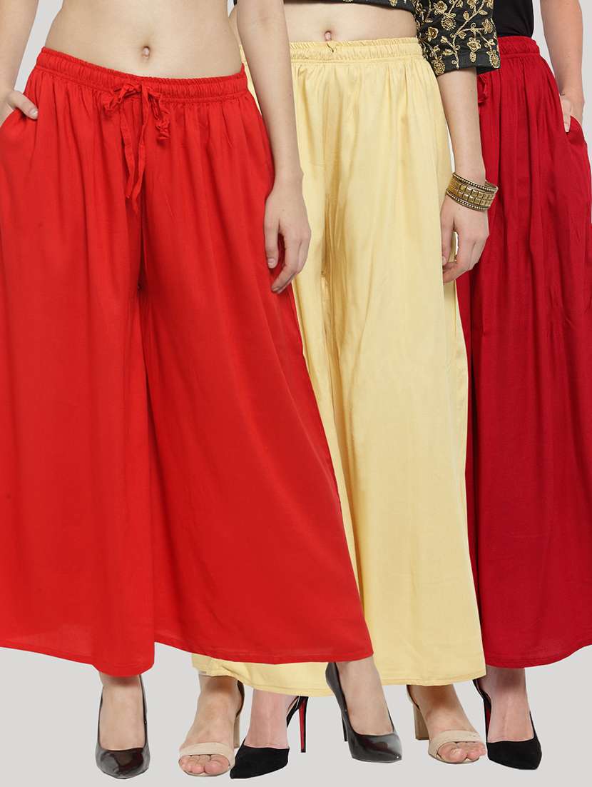 set of 3 solid palazzo 