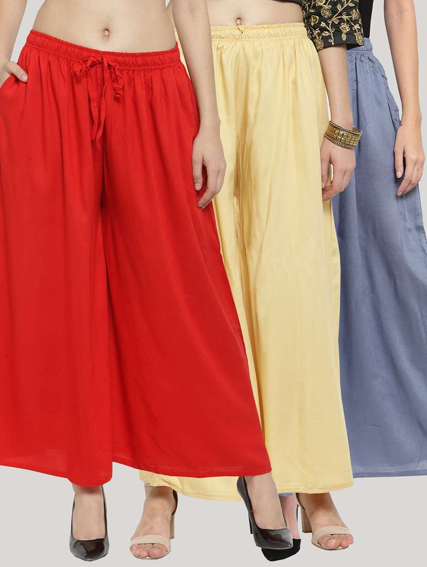 set of 3 solid palazzo 