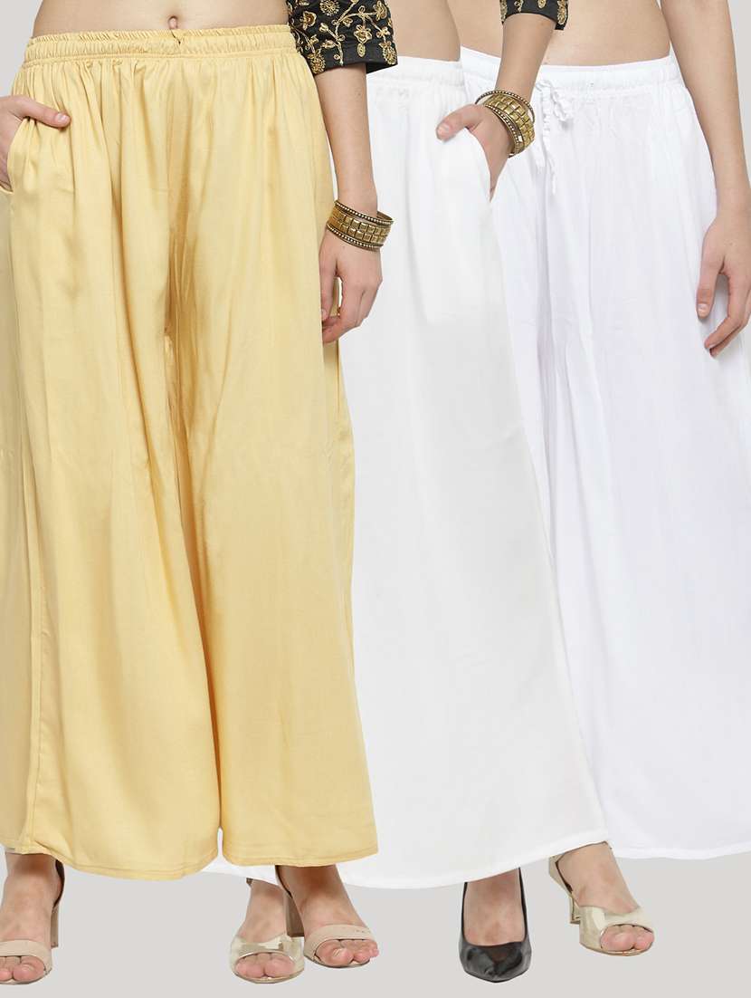 set of 3 solid palazzo 