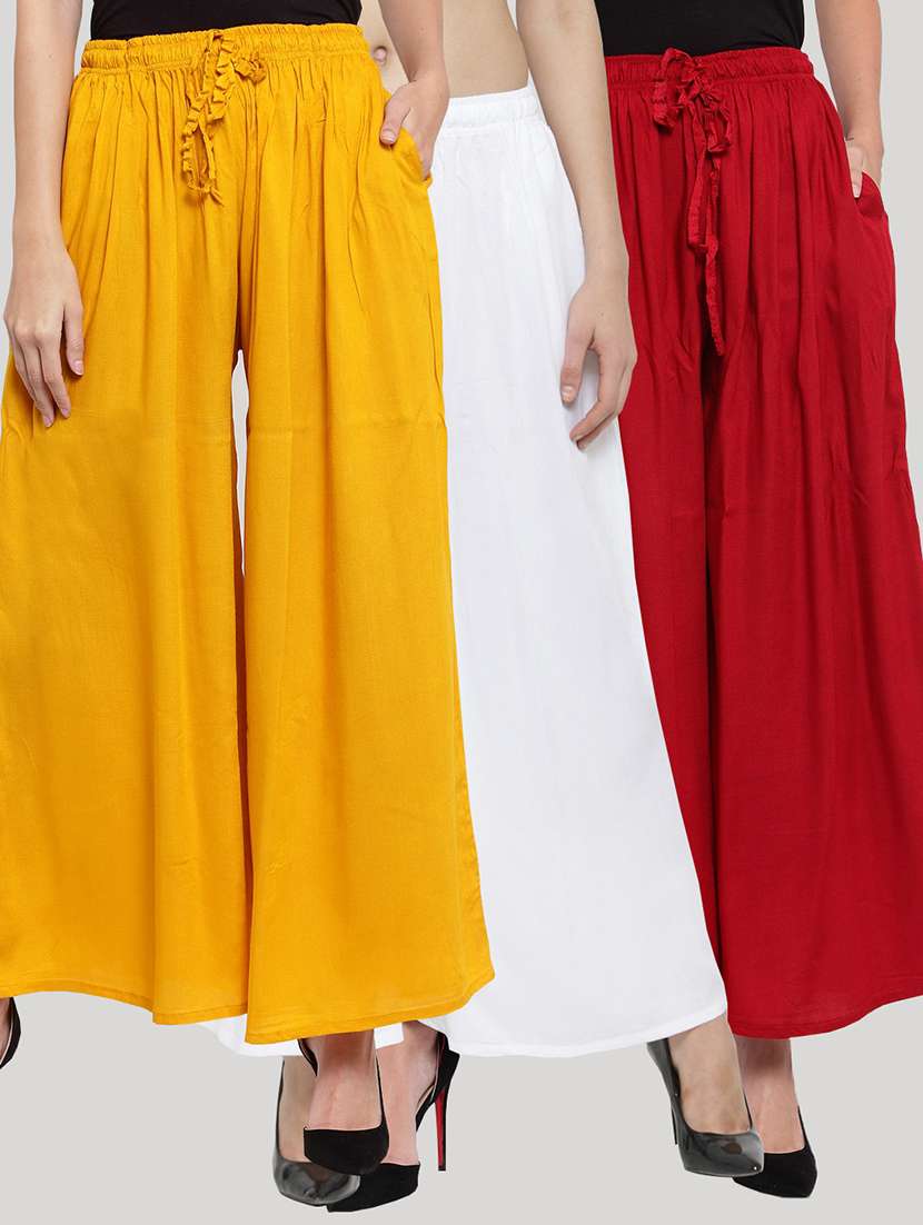 set of 3 solid palazzo 