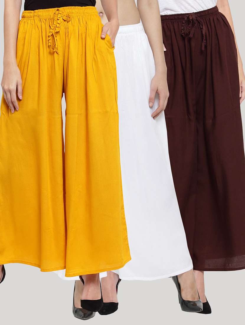 set of 3 solid palazzo 