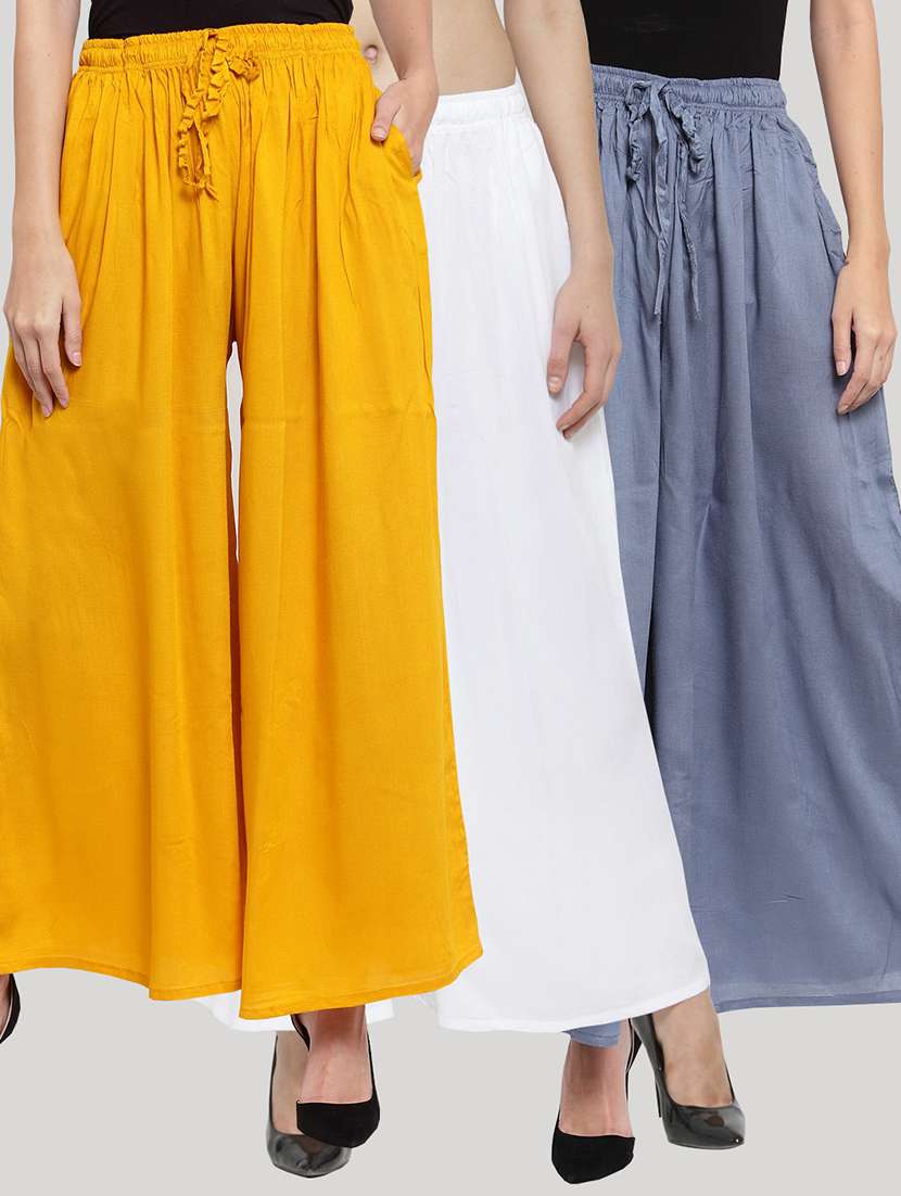 set of 3 solid palazzo 