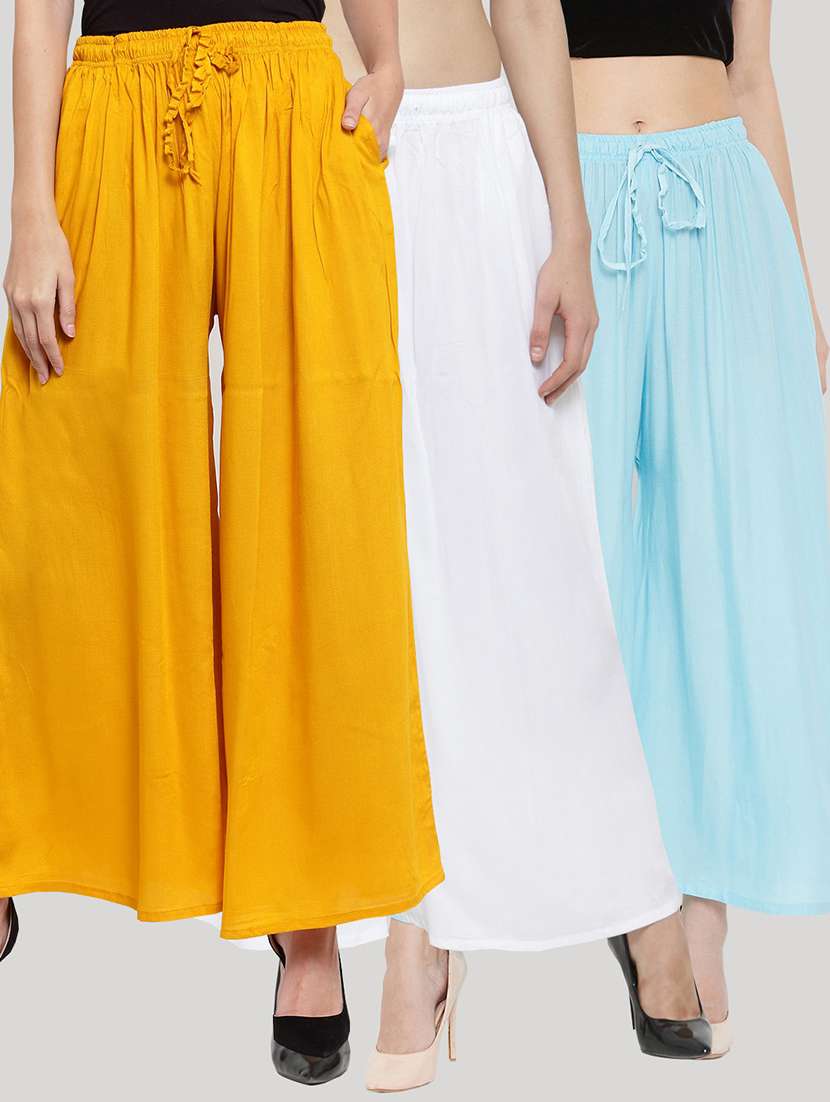 set of 3 solid palazzo 