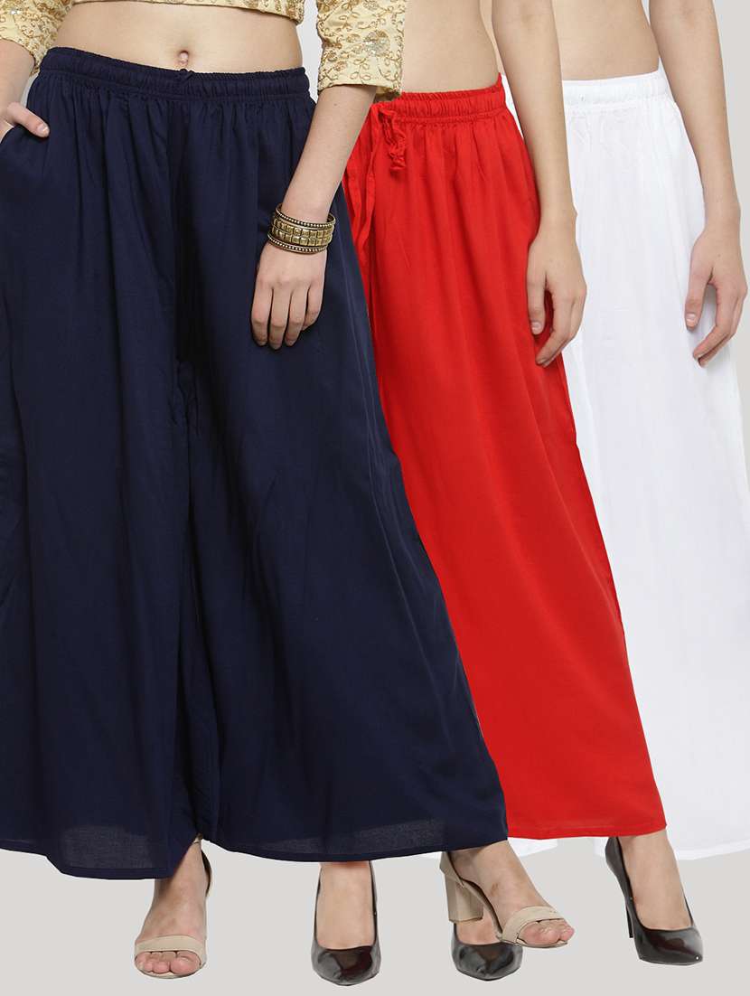 set of 3 solid palazzo 