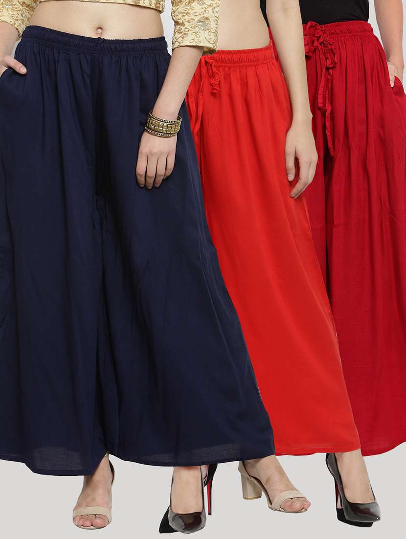 set of 3 solid palazzo 