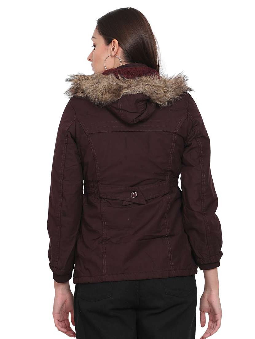 women brown solid long sleeve bomber jacket - 18212628 -  Standard Image - 2