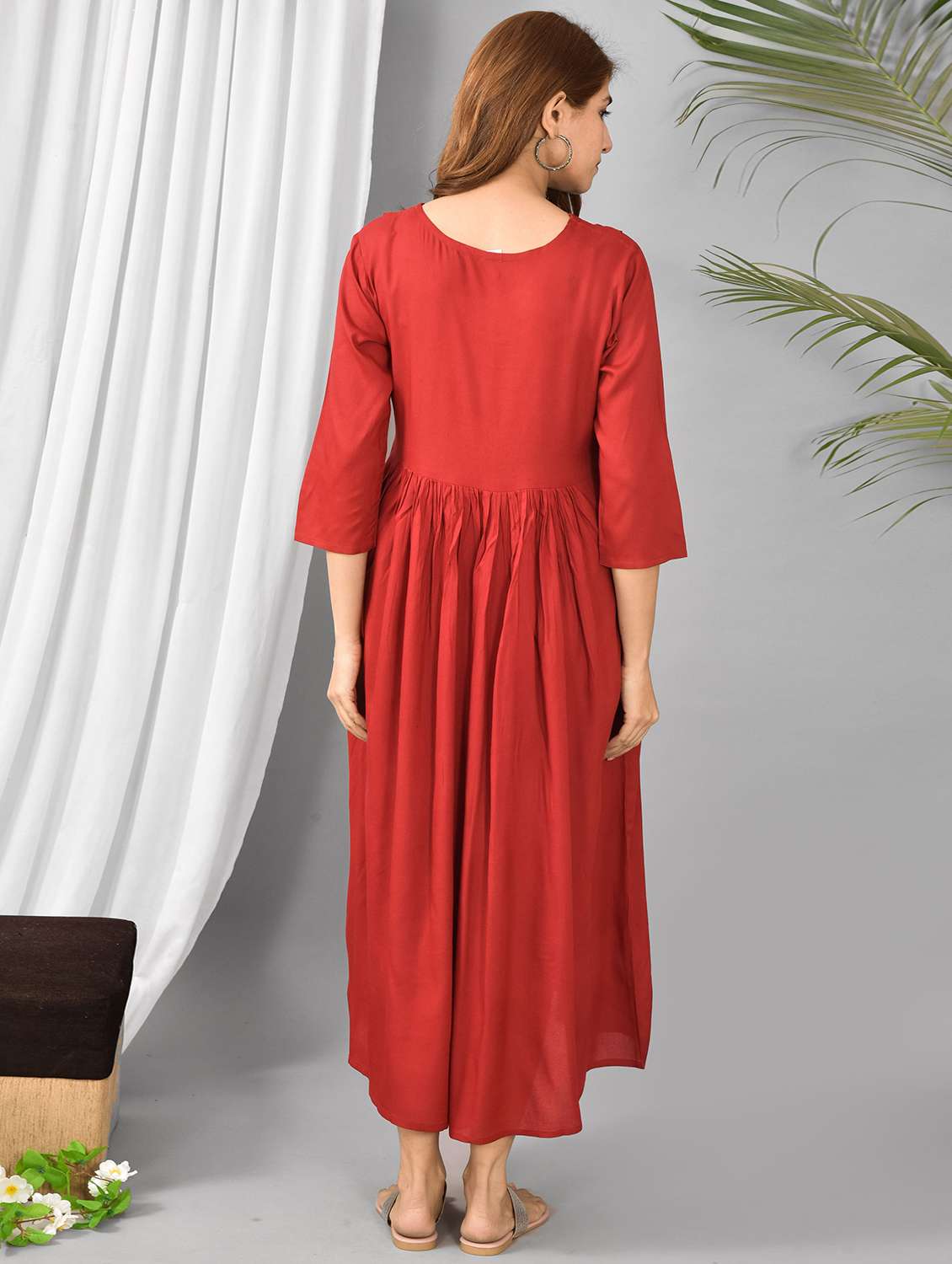 round neck printed maternity wear dress - 18212644 -  Standard Image - 2