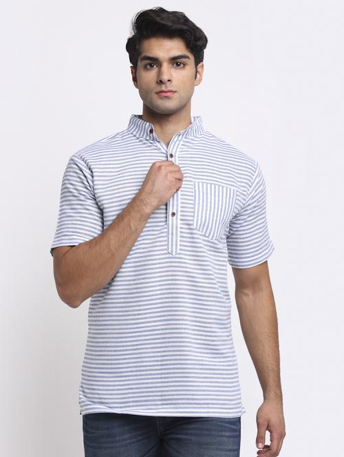 blue striped short kurtas kurta - 18212926 - Standard Image - 0