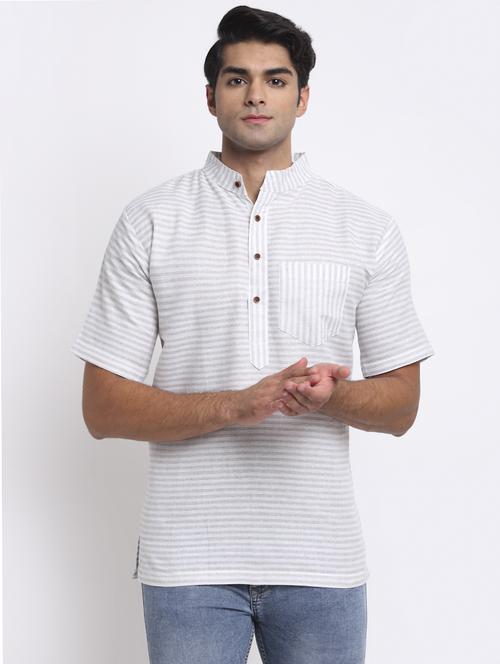 grey striped short kurtas kurta - 18212932 -  Standard Image - 0