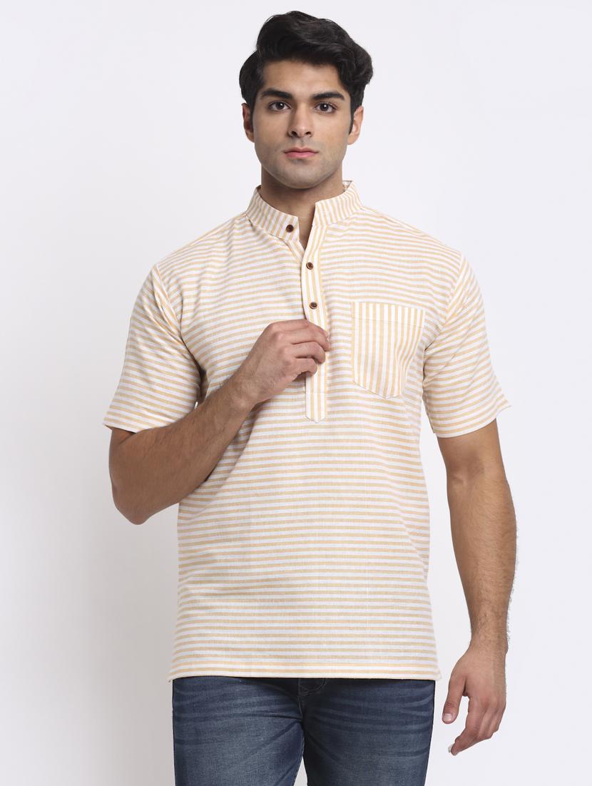 peach striped short kurtas kurta
