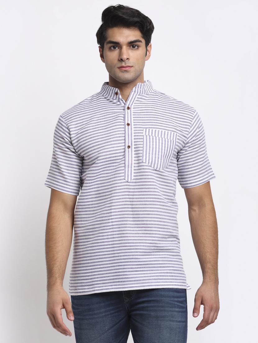 grey striped short kurtas kurta - 18212938 - Zoom Image - 0
