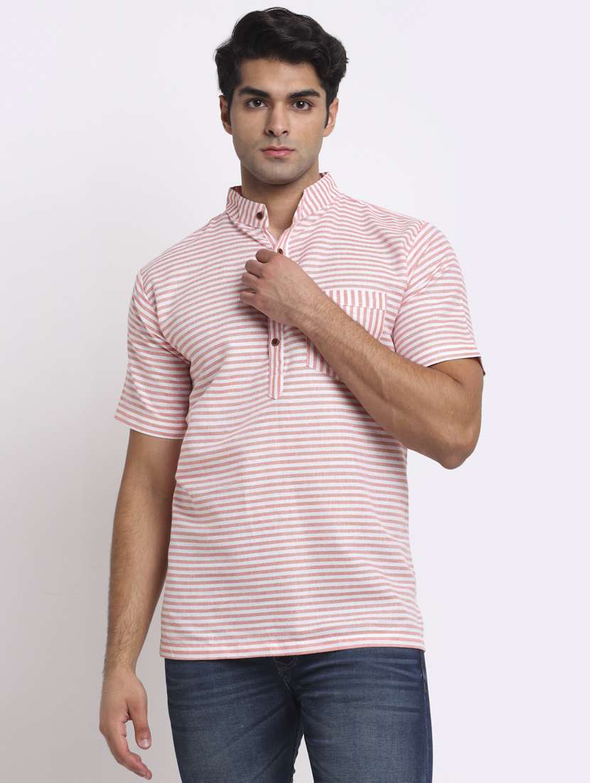 pink striped short kurtas kurta
