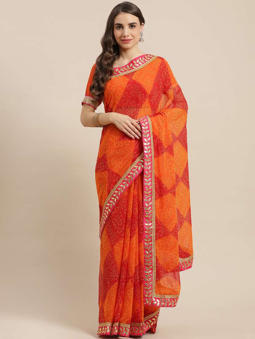 red georgette saree with blouse