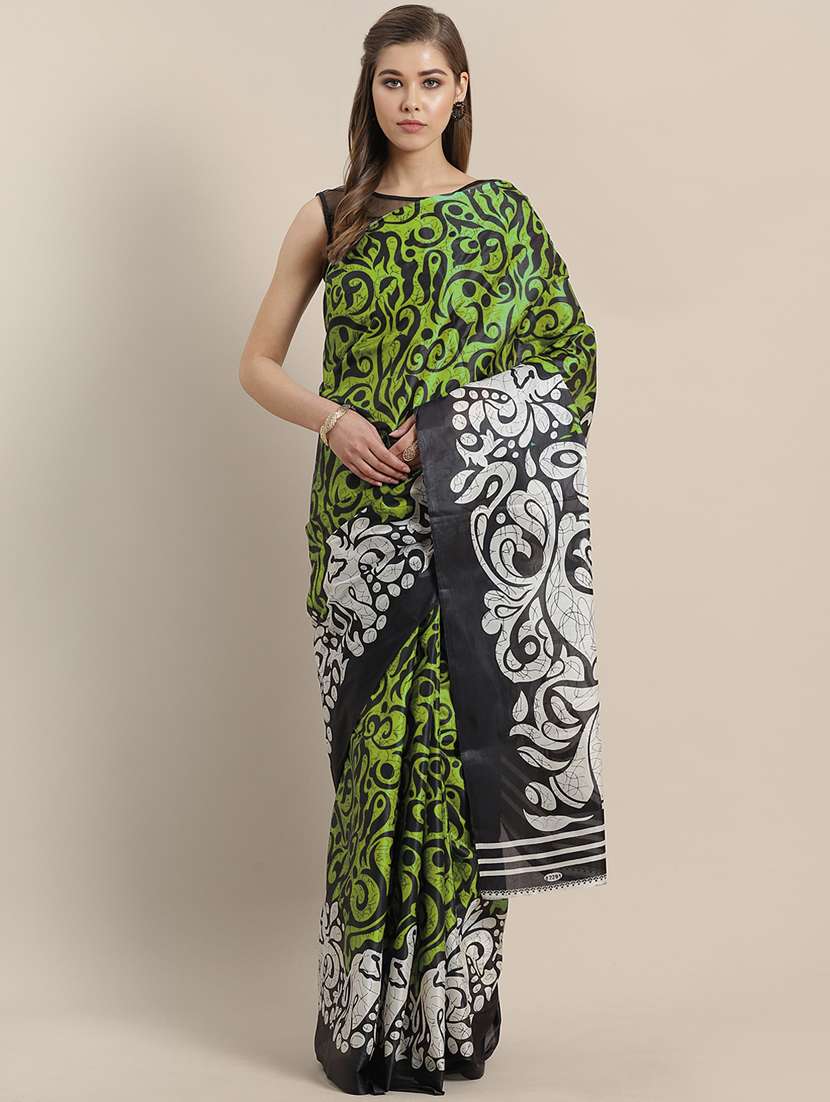women's abstract green colored saree