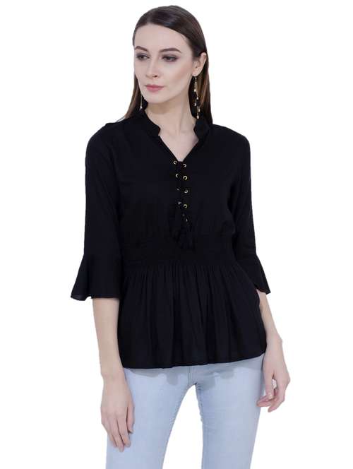 women's straight mandarin neck top - 18213499 -  Standard Image - 0