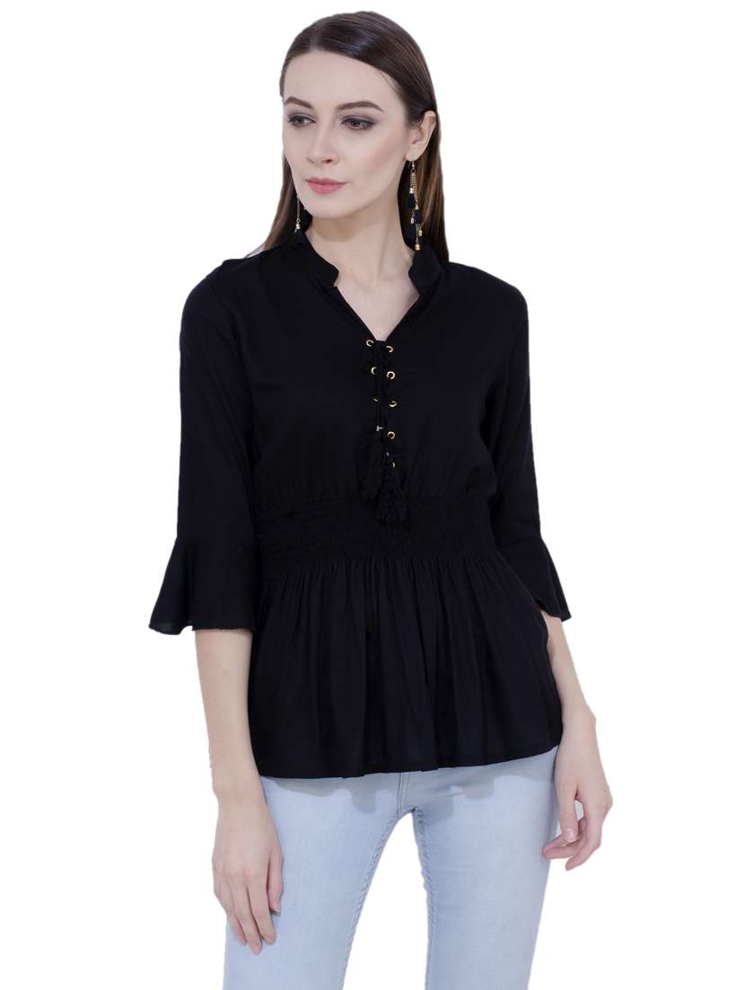 women's straight mandarin neck top - 18213499 -  Zoom Image - 0