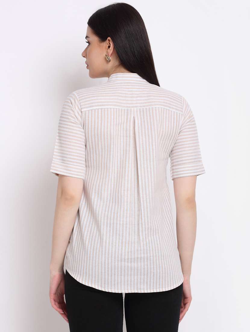 women's straight mandarin neck top - 18214112 -  Standard Image - 2