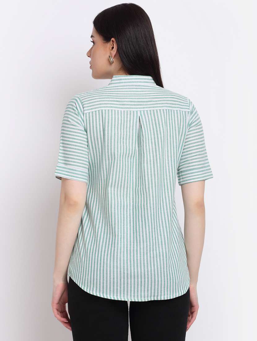 women's straight mandarin neck top - 18214113 -  Standard Image - 2