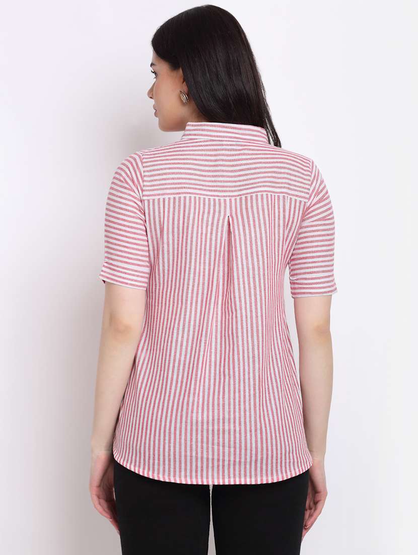 women's straight mandarin neck top - 18214116 - Standard Image - 2